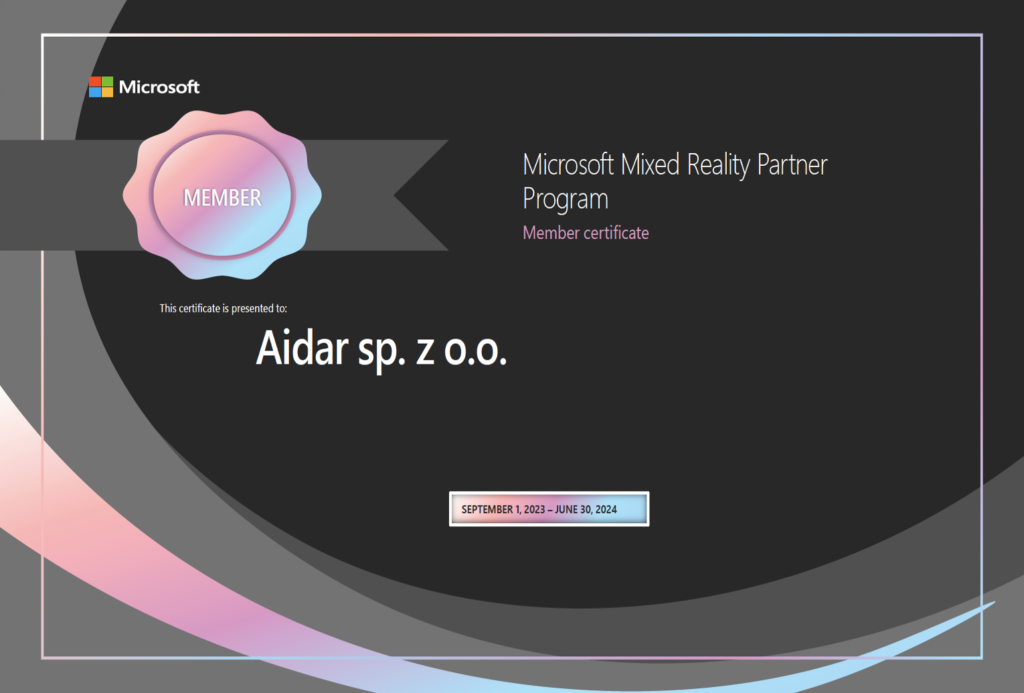 AIDAR certified as a Microsoft Mixed Reality Partner 